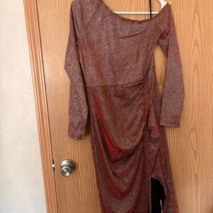 Off the Shoulder Sprakling Pink Dress